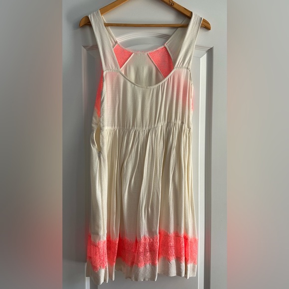Free People Georgia lace cream and neon orange dress - Picture 5 of 9
